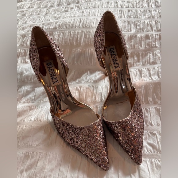 Badgley Mischka Shoes - Badgley Mischka Glitter Heels - Pink Sparkle